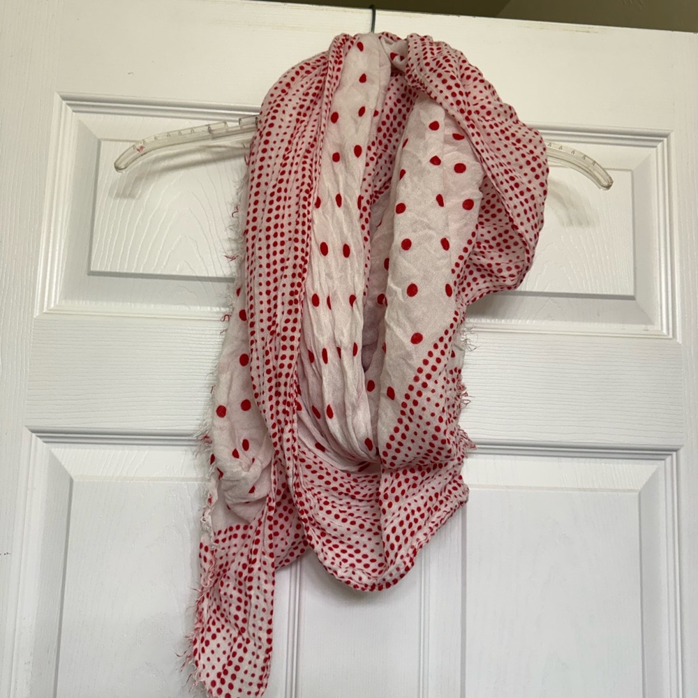 Style & Co. White Scarf with Red Polka Dots